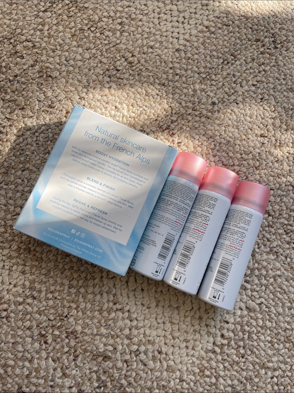 Evian Travel Trio Facial Spray Set - Pink & White - Picture 3 of 3